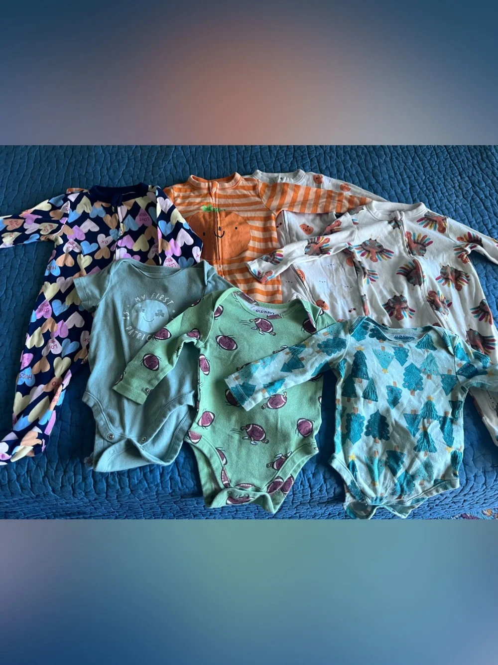 Old Navy holiday bundle of bodysuits and footed pajamas
